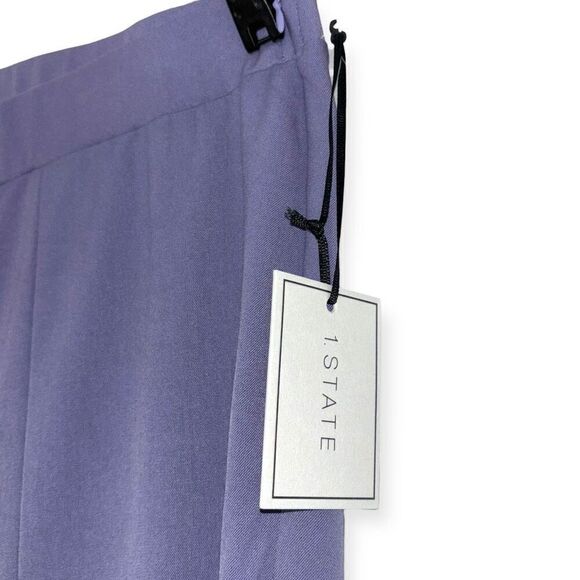 1.STATE Front Slit Stretch Crepe Pants in Purple Twilight Size 16W NEW - Picture 9 of 16